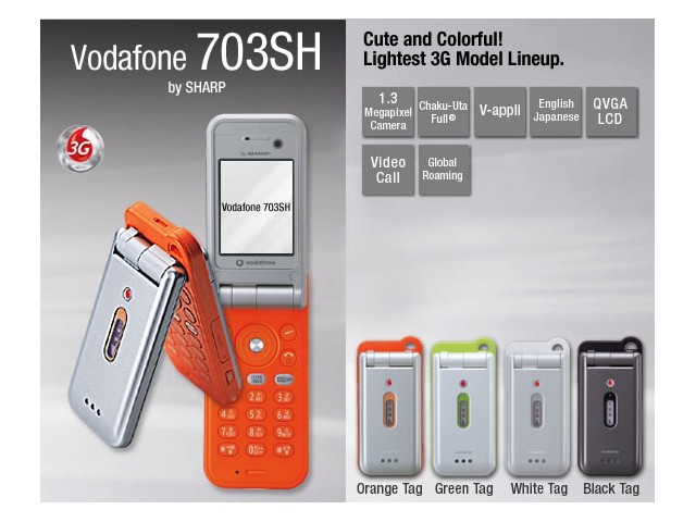 Vodafone　８０４SH 超美品と703SH 希少品 Vodafone 折りたたみ式携帯電話 804SH イエロー - メルカリ